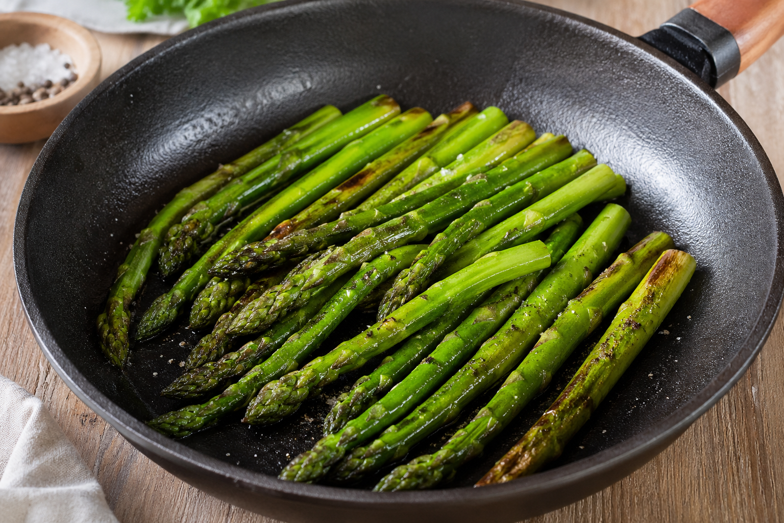 Grüner Spargel Rezept gesund und einfach in der Pfanne